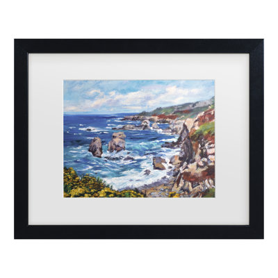 Bolog David Lloyd Glover DRAMATIC BIG SUR COAST WITH WILDFLOWERS Matted Framed Art