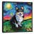 Tri-Color Corgi Night by Aja Trier - Floater Frame Painting on Canvas-220793906-220793910