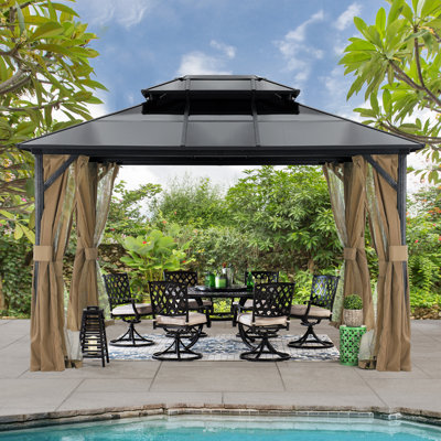 12 Ft. W x 10 Ft. D Aluminum Patio Gazebo The Polycarbonate Roof Gazebos