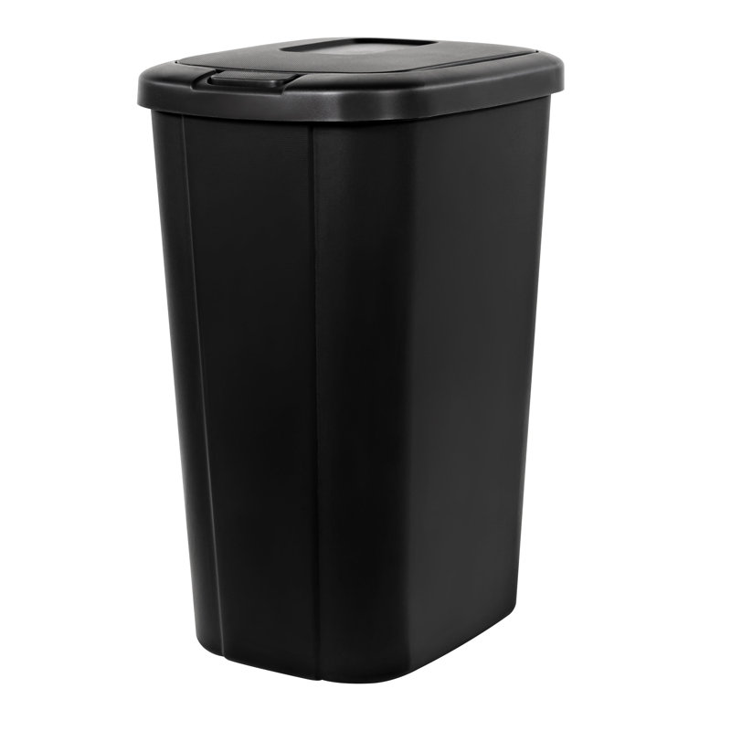 Plastic Touch Top Kitchen Trash Can - 13.3 Gallons, Black