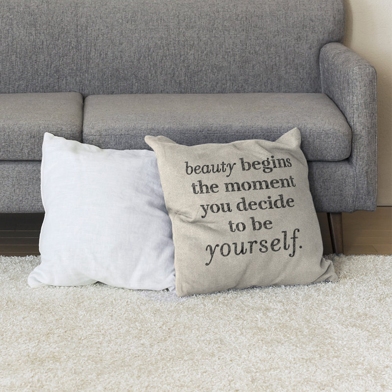 Coussin de sol True Beauty, H 28 po x l 28 po, Blanc / Noir