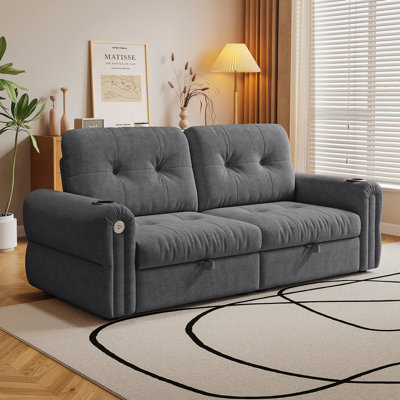 It Is A Multi-Functional Sofa, A 80.4-Inch Convertible Sofa Bed, And A 2-In-1 Piece Suitable For Both Sitting And Lying Down. Made Of  Sheneyron Fabric, It Is Suitable For Living Rooms, Bedrooms