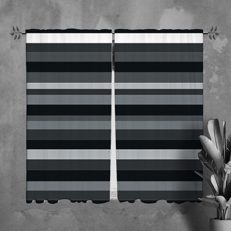 Rideaux de fenêtre horizontaux à motif de rideaux noirs 7740, L 40 po x L 82 po