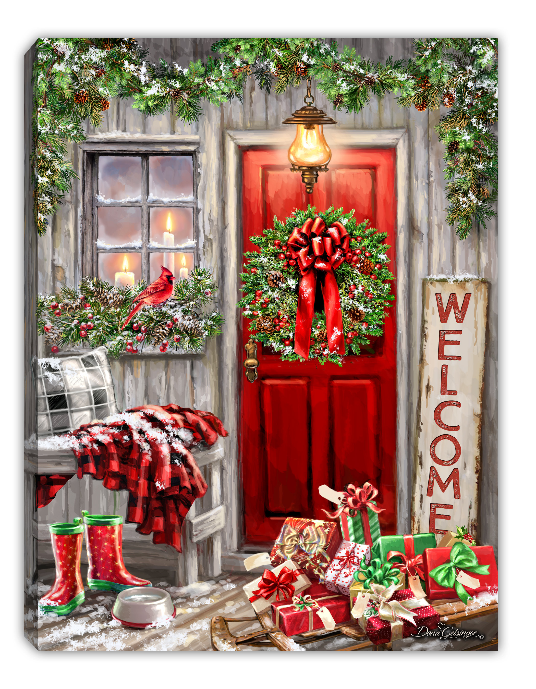 Glitzhome Fall & Christmas Double Sided Wooden Easel Decor