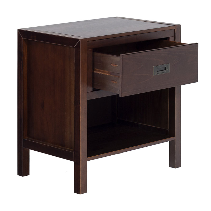 Hivernage 1-Drawer Solid Wood Nightstand, Walnut