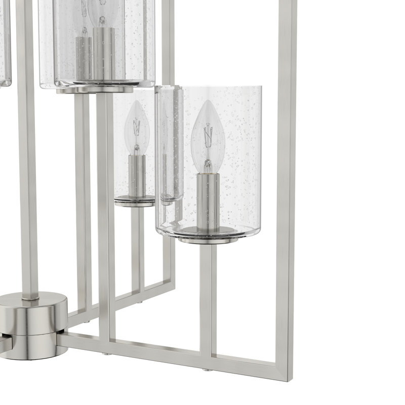 Kerrison Brushed Nickel 8-Light Seeded Glass Large Pendant