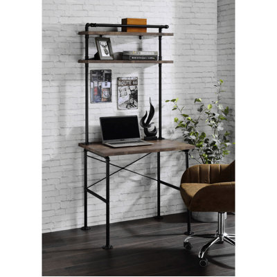 Ensata Rustic Oak & Black Finish Writing Desk