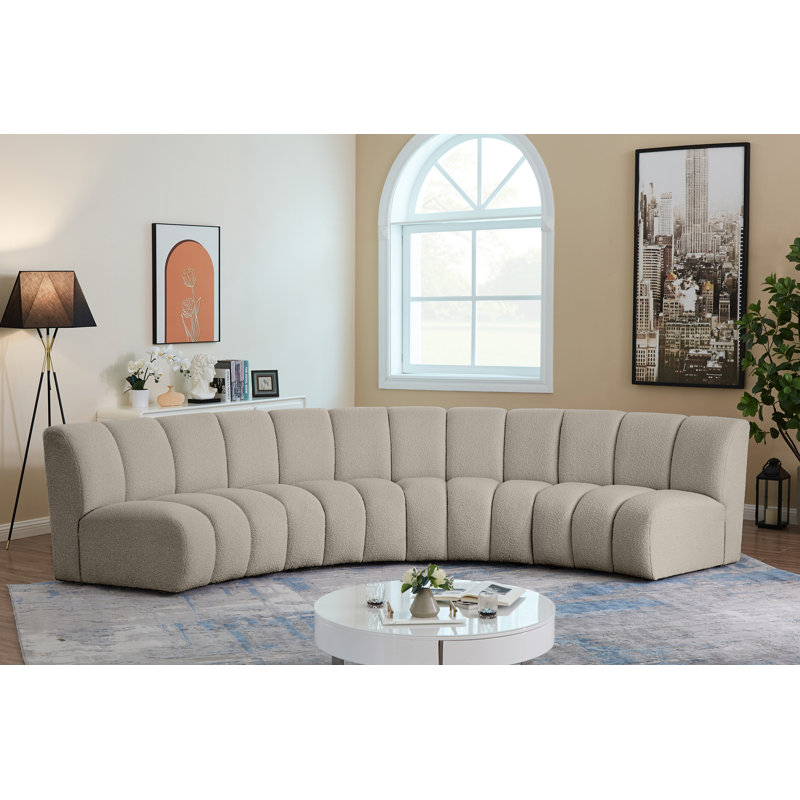 Canapé modulaire de coin symétrique Infinity de 148 po de largeur, Tissu brun bouclé