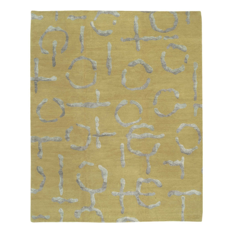 Mercurio Geometric Area Rug in Green/Silver, Rectangle 8' x 10'