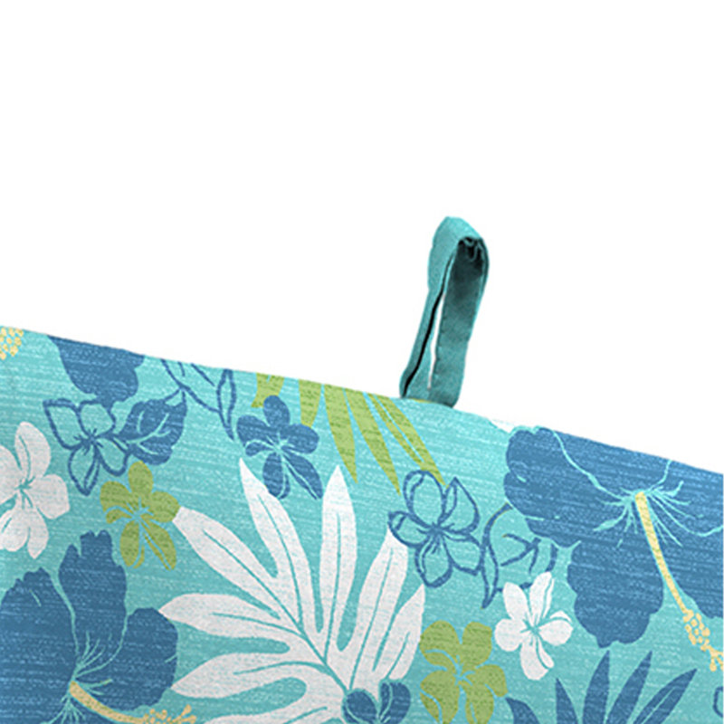 Reversible Outdoor Chair Cushion with Ties, Blue Floral