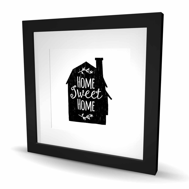 Home Sweet Home - Imprimé mat noir encadré pour la décoration, Black, H 16 po x l 16 po