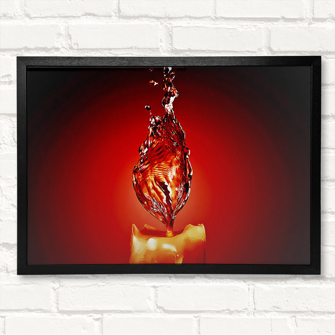 Gerahmtes Leinwandbild Red Water Candle