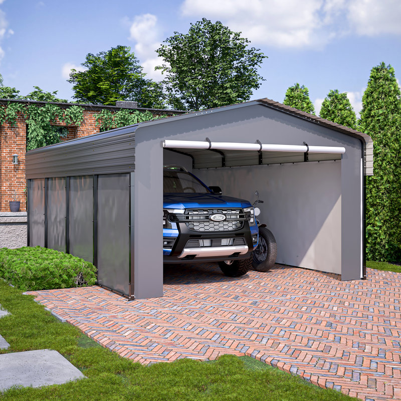 13 Ft. W x 20 Ft. D Carport Kits with Galvanized Steel Roof & Removable Sidewalls