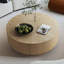 Table basse ronde en bois avec placage de frêne pour le salon, 2 tiroirs de rangement pour les petits espaces