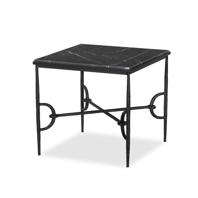 Babylon Marble End Table, 20" H x 22" W x 22" D, Gray Italian Marble