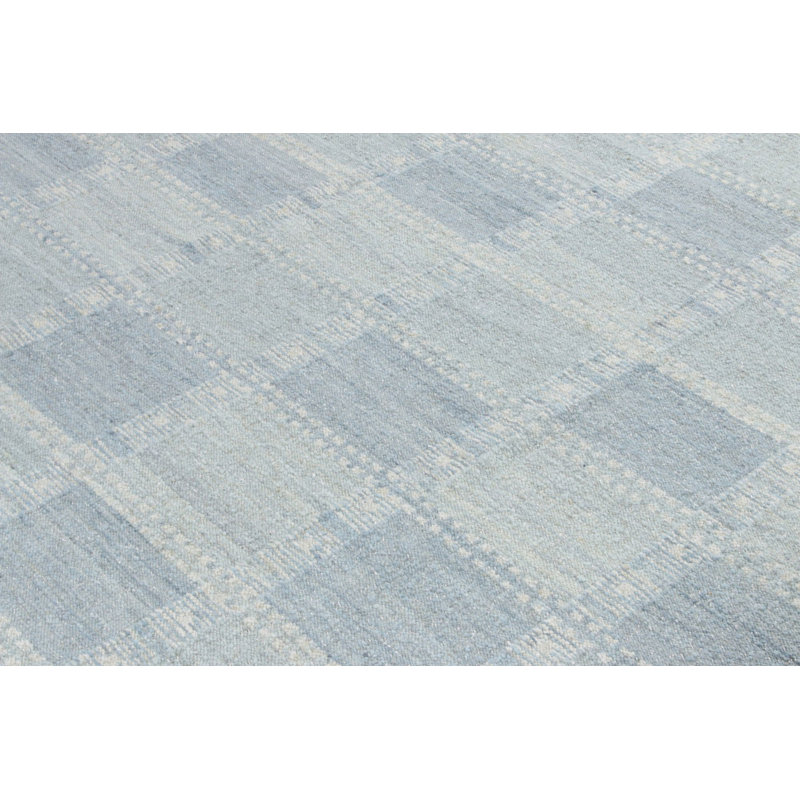 Scandinavian Flatweave Wool Geometric Area Rug, Rectangle 10' x 14'