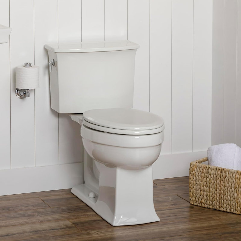 Mayfair Cameron 1841EC Wood Toilet Seat, Never Loosens and Easily Removes for Cleaning, Elongated, Bone