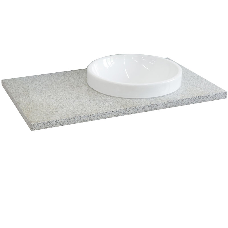 Gray Granite 37" Vanity Top with White Ceramic Sink