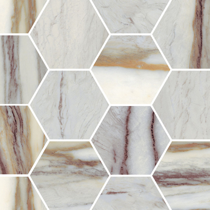 Celestia Marble Hexagon Mosaic Polished Marb, Blue