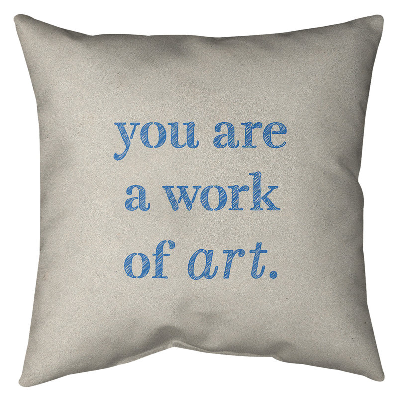 Oreiller de plancher Work of Art, 40 po x 40 po, Blanc / bleu