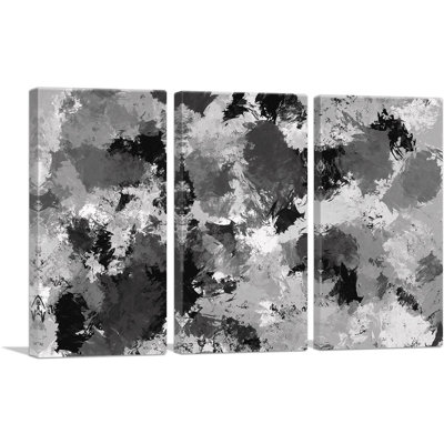 Blanc, noir, gris foncé, moderne, ensemble de 3 reproductions d'art sur toile tendue