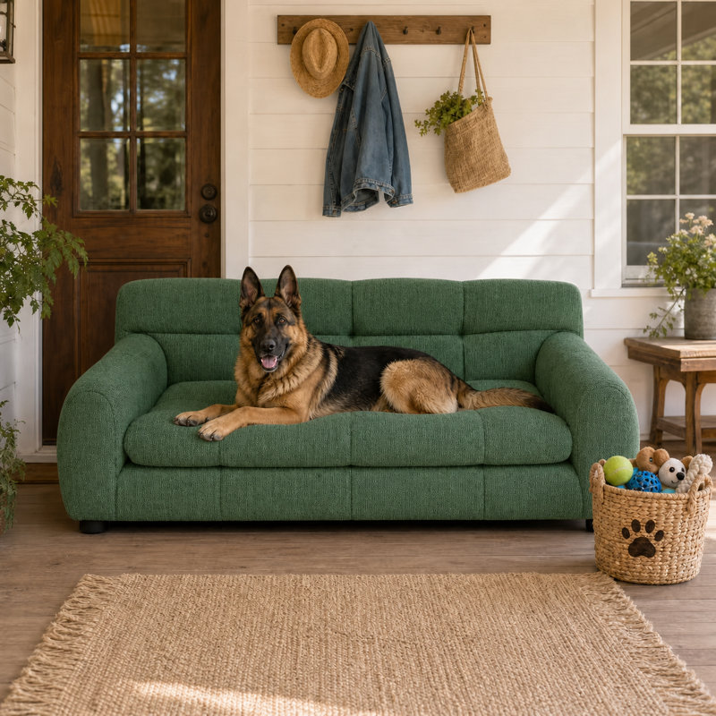 Canapé-lit en lin pour chien, canapé rembourré pour chien, lit de repos confortable pour animaux de compagnie, 38.2 Inch