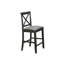 Ensemble de 2 chaises de comptoir en bois noir antique avec coussin de siège rembourré
