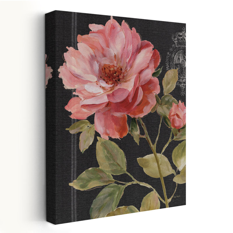 Harmonieux rose noir - fleurs noires, art vert, H 48 po x l 32 po
