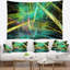 Tapisserie abstraite à motif fractal magique vert-jaune-28497266