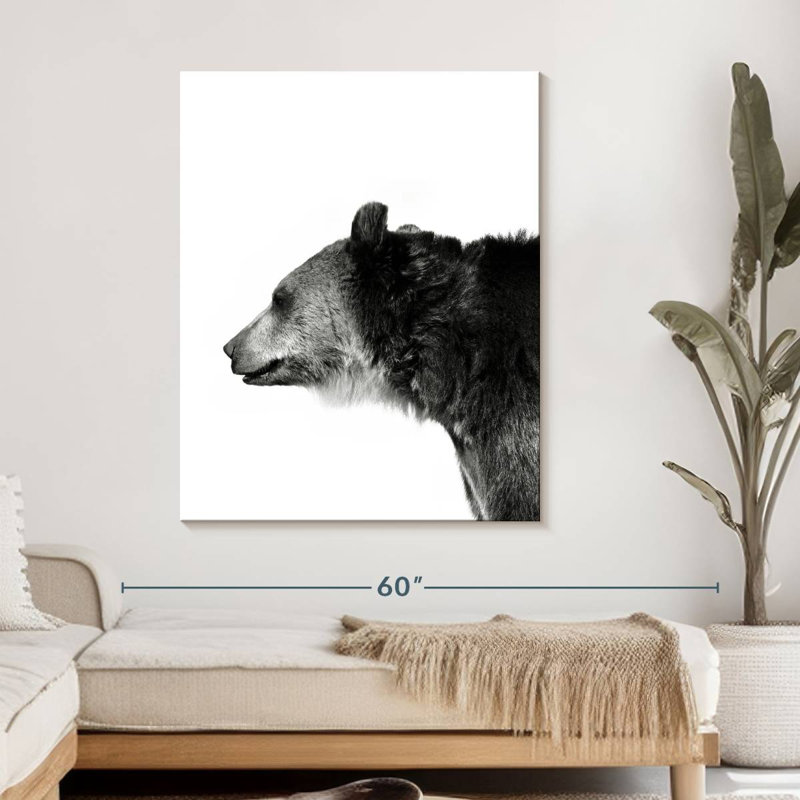 Tête d'ours monochrome, H 45 po x l 36 po x P 1,25 po