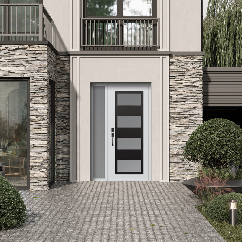 Porte d'entrée avant pré-montée Sidelite, Oui, L 49,25 po x H 81,69 po, Gelé