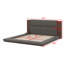 Lit plateforme au sol avec tête de lit allongée et tablette de chevet-974423696