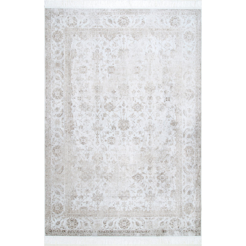 Dundas Oriental/Persian Area Rug for Living Room Bedroom Dining Room Kitchen, Ivory/Tan, Rectangle 5' x 8' 4"