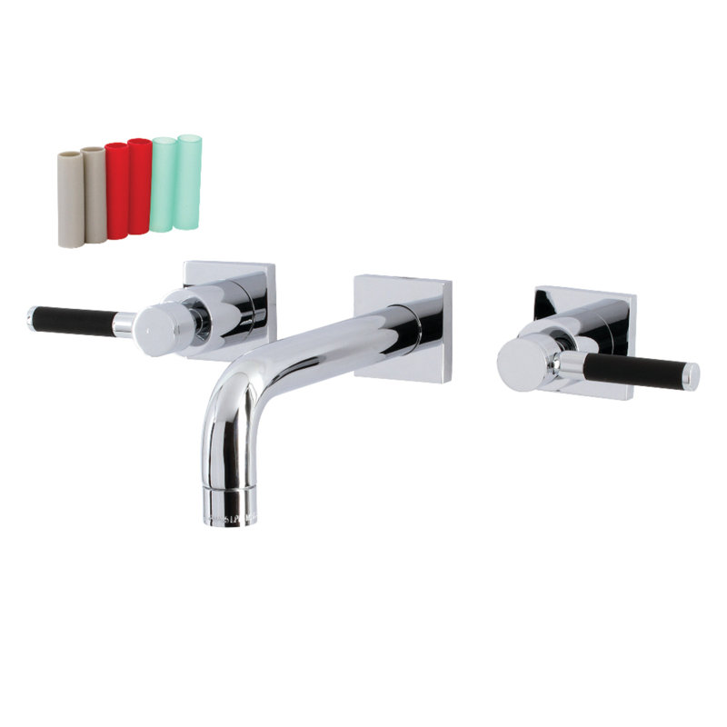 Kingston Brass Concord Two-Handle 3-Hole Wall Mount Bathroom Faucet, Lever, Polished Chrome