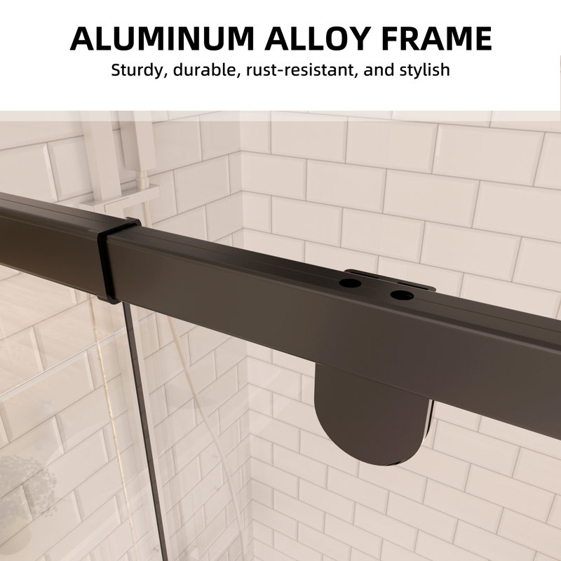 38" - 42" W x 71" H Pivot Swing Semi-Frameless Shower Door  with 1/4" (6mm) Crystal Clear Tempered Glass, Matte Black