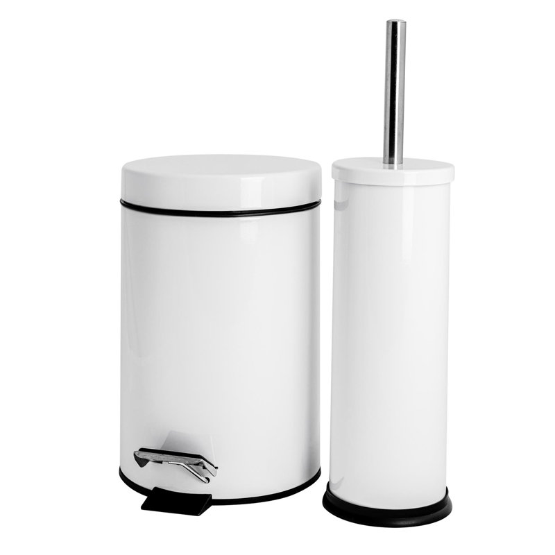 Harbour HousewaresRound Bathroom Bin & Toilet Brush Set - 3L, White