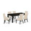 Ensemble de salle à manger 7 pièces composé d'une table de salle à manger rectangulaire avec rallonge papillon et 6 chaises en tissu beige-608280656-549103062-549103057