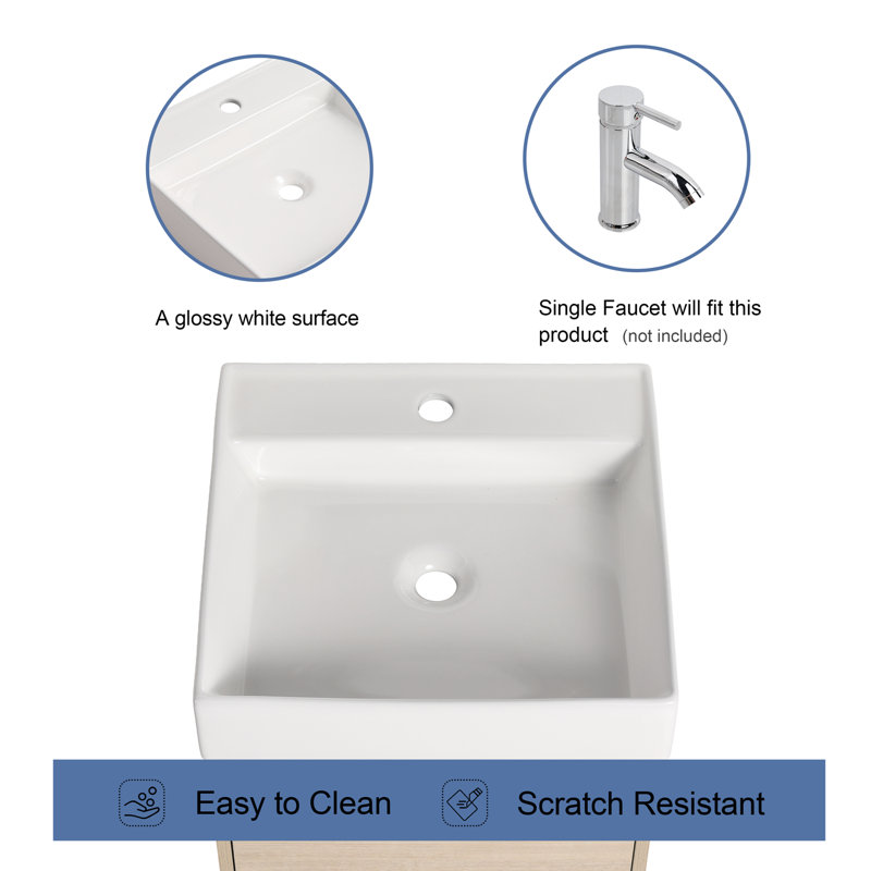 Ensemble de meuble-lavabo simple Mordern, ensemble de meuble-lavabo simple 18 po avec lavabo, ensemble d'armoire murale brune, meuble-lavabo flottant de 18 po pour les petits espaces