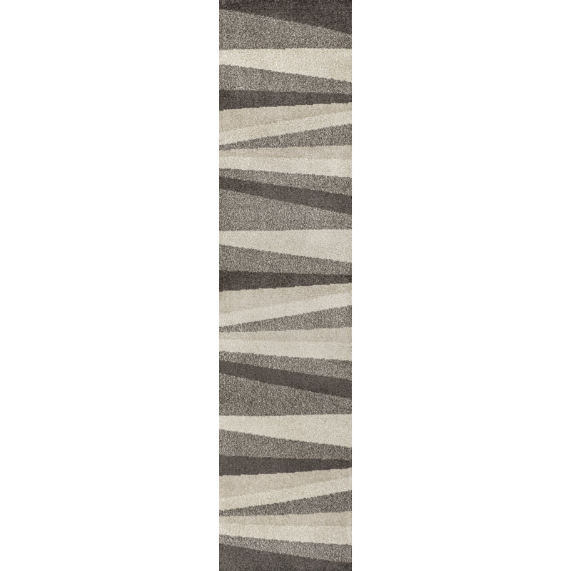 Howden Geometric Striped Beige/Brown Rug, Runner 2' x 7'10"