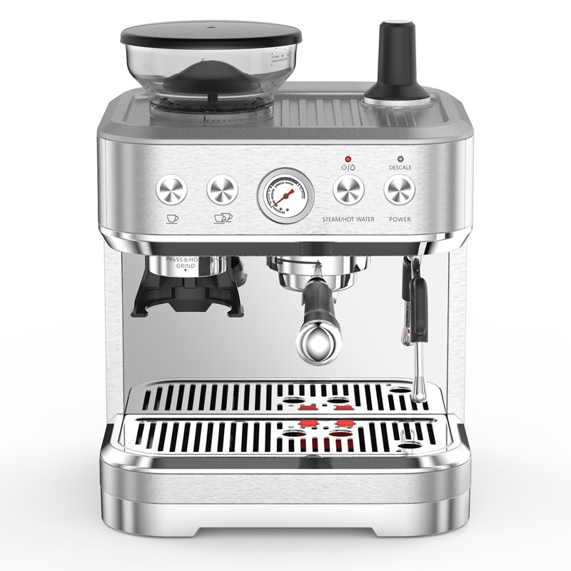Enjyam 15 Bar Coffee Machine with Built-in Grinder & Milk Frother – Dual PID Temp Control – 2.5L Removable Water Tank – Stainless Steel Coffee Maker for Home or Office Italian ULKA Pump US Regulations