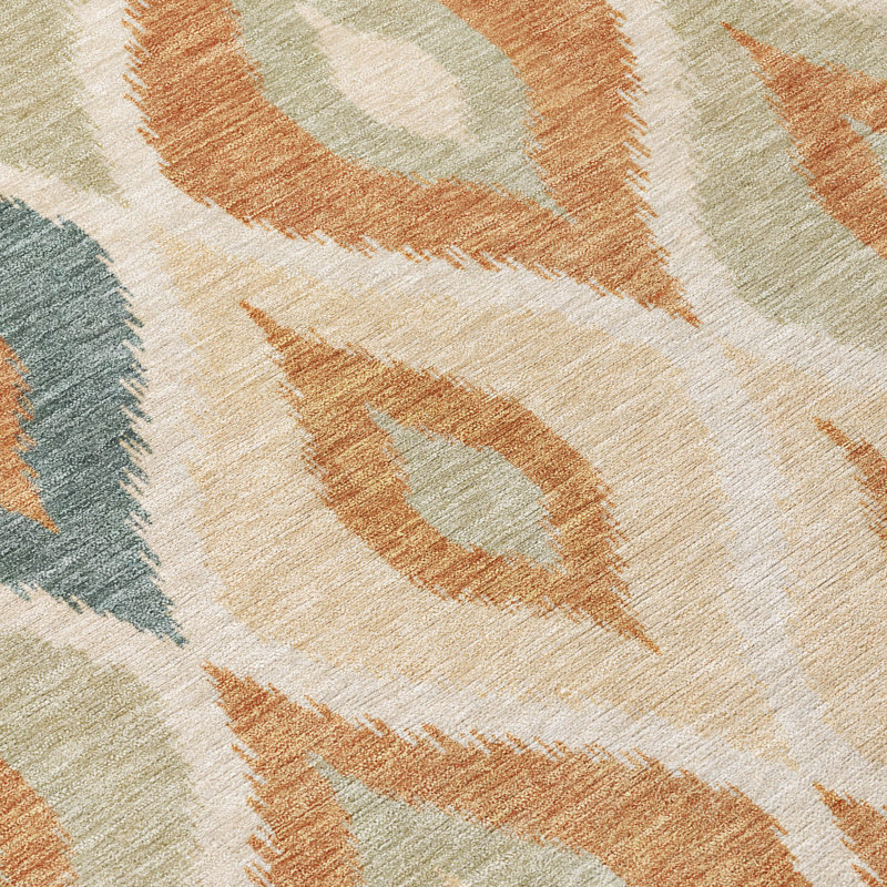 Tapis ikat intérieur / extérieur lavable à la machine Chantille ACN3121, Terra Cotta, 10 pi x 14 pi