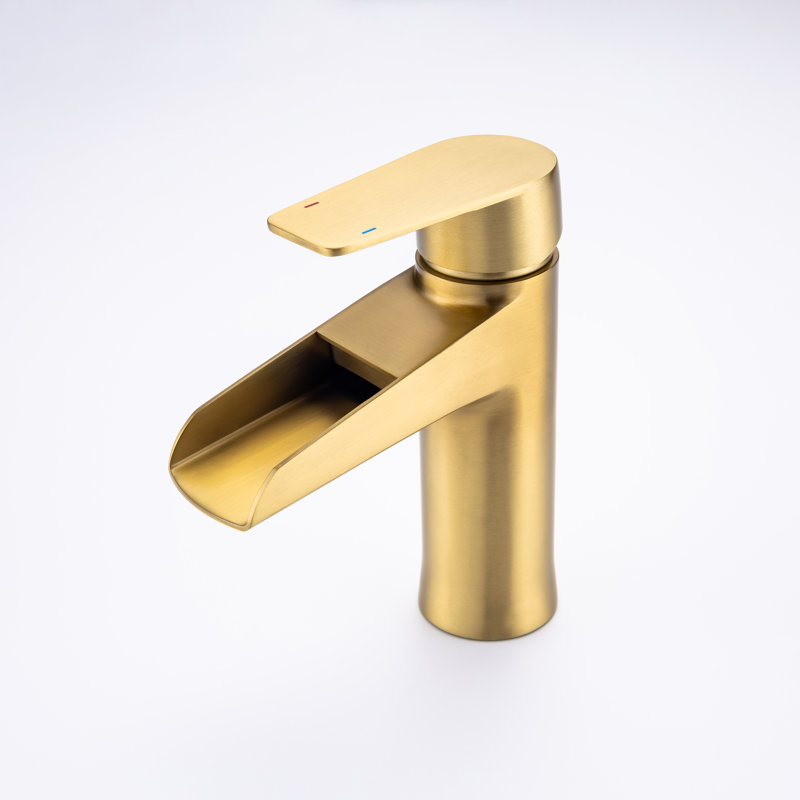 Single Hole Bathroom Faucet with Drain Assembly, Brushed Gold