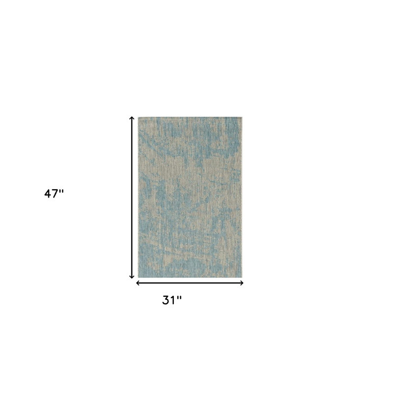 Tapis abstrait bleu sarcelle 3 pi x 4 pi Marauder