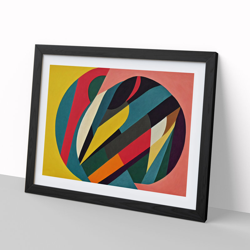 Fab Modern Abstract 1 Piece Single Picture Frame Wall Art, 46cm H x 64cm W x 2cm D, Black Framed
