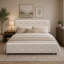 Lit plateforme tapissier avec 2 tiroirs et 1 lit gigogne simple TG, tissu de lin, grand-710751241