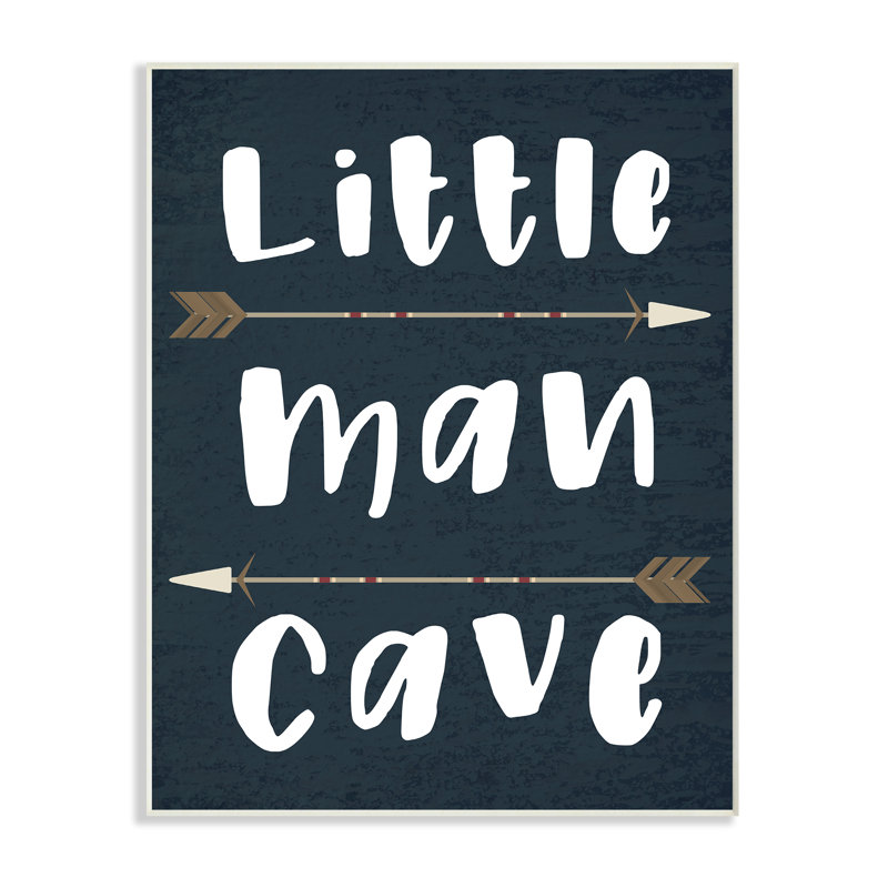 Little Man Cave, lettres, monogrammes et noms de flèches, H 19 po x l 13 po x P 0,5 po, Plaque murale