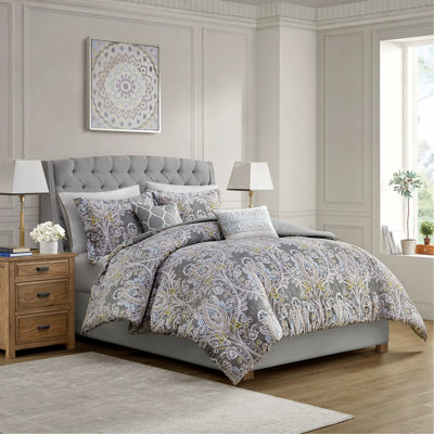 Ensemble de housse de couette en coton 5 pièces très grand gris