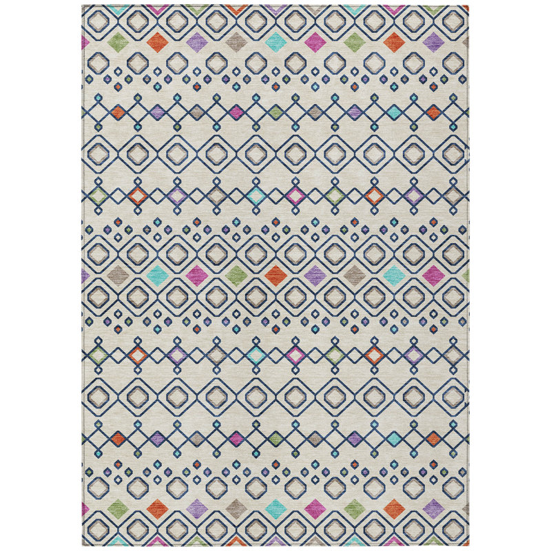 Aleighna Area Rug with Non-Slip Backing, Rectangle 5' x 7'6"