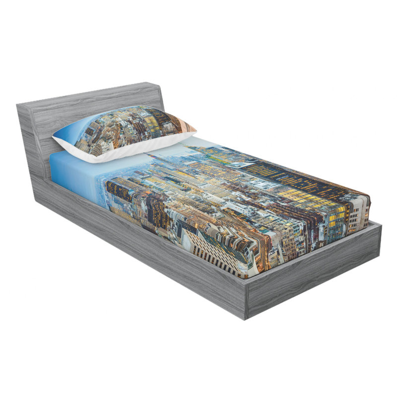 Ensemble de draps New York City, Ensemble de draps pour lit simple TG avec drap-hou