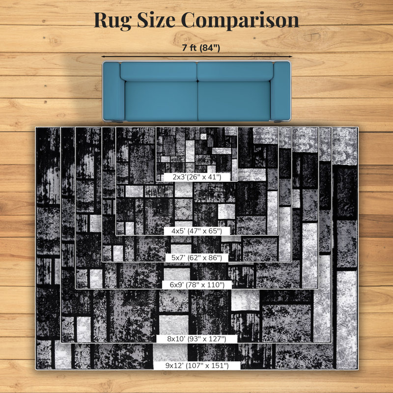 Tapis géométrique gris Catalan, Rectangle de 6 pi x 9 pi